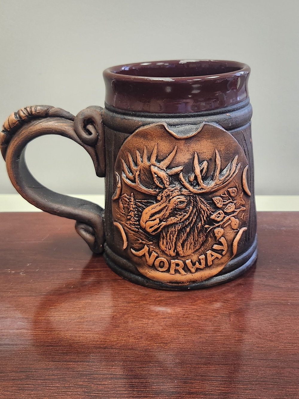 Norway Moose Ceramic Stein Mug - Brown